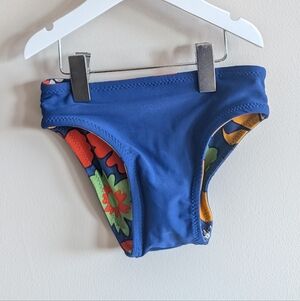 Reversible Marimekko Kids Swim Bikini with Blue and Multicolor Floral